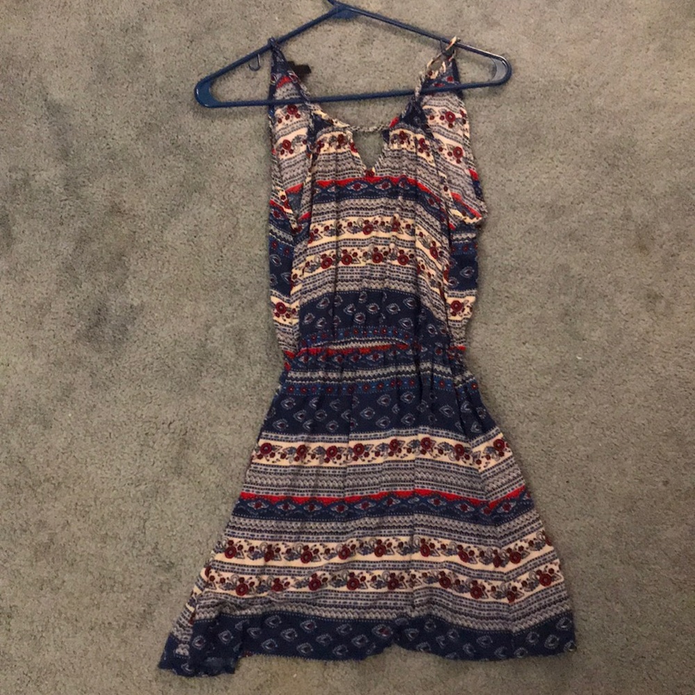 Blue Patterned Mini Dress
